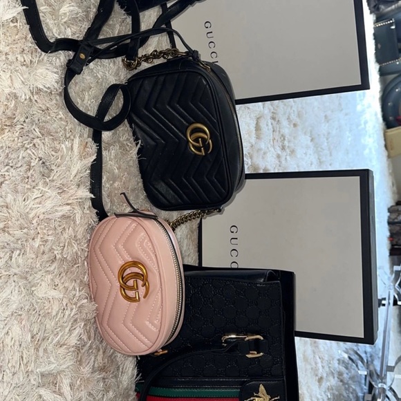 Gucci Handbags - Black GG Marmont Mini Shoulder Bag